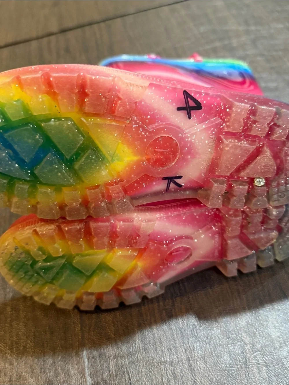 Kids Rainbow Stripe Waterproof Rain Boots - Pink Sz 1